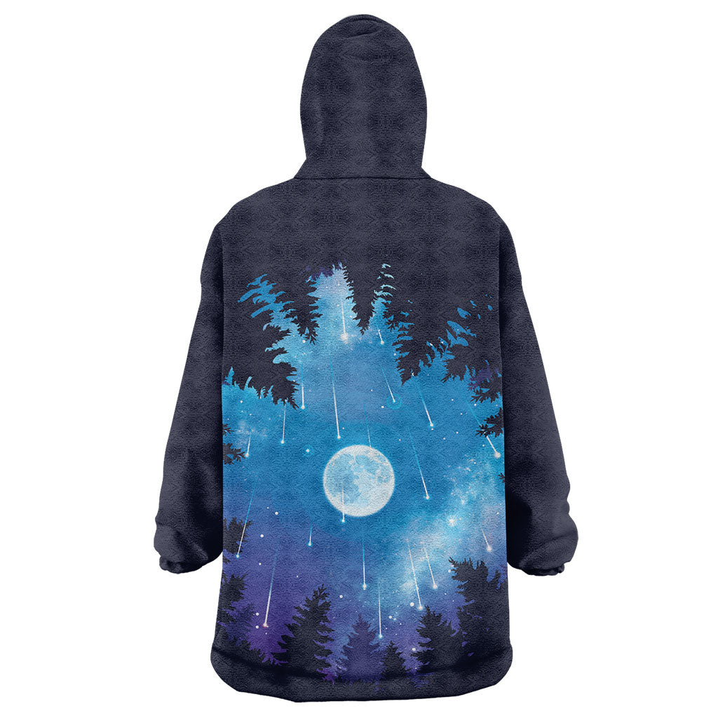 Perseid Meteor Shower Wearable Blanket Hoodie Starry Sky Above The Trees