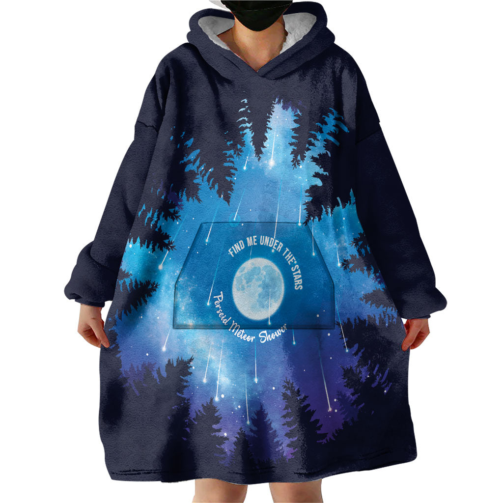 Perseid Meteor Shower Wearable Blanket Hoodie Starry Sky Above The Trees