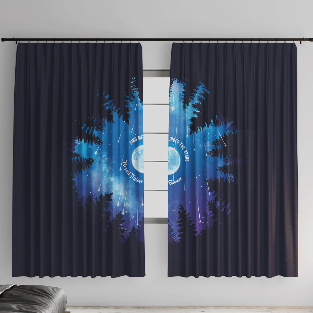 Perseid Meteor Shower Window Curtain Starry Sky Above The Trees