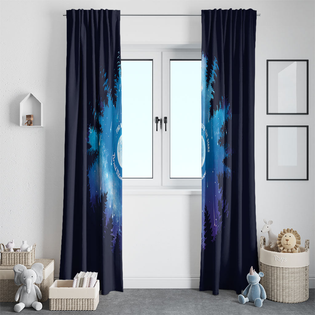 Perseid Meteor Shower Window Curtain Starry Sky Above The Trees