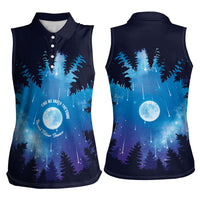 Perseid Meteor Shower Women Sleeveless Polo Shirt Starry Sky Above The Trees