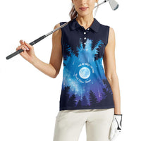 Perseid Meteor Shower Women Sleeveless Polo Shirt Starry Sky Above The Trees