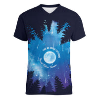 Perseid Meteor Shower Women V-Neck T-Shirt Starry Sky Above The Trees