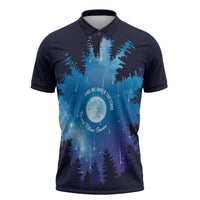 Perseid Meteor Shower Zipper Polo Shirt Starry Sky Above The Trees