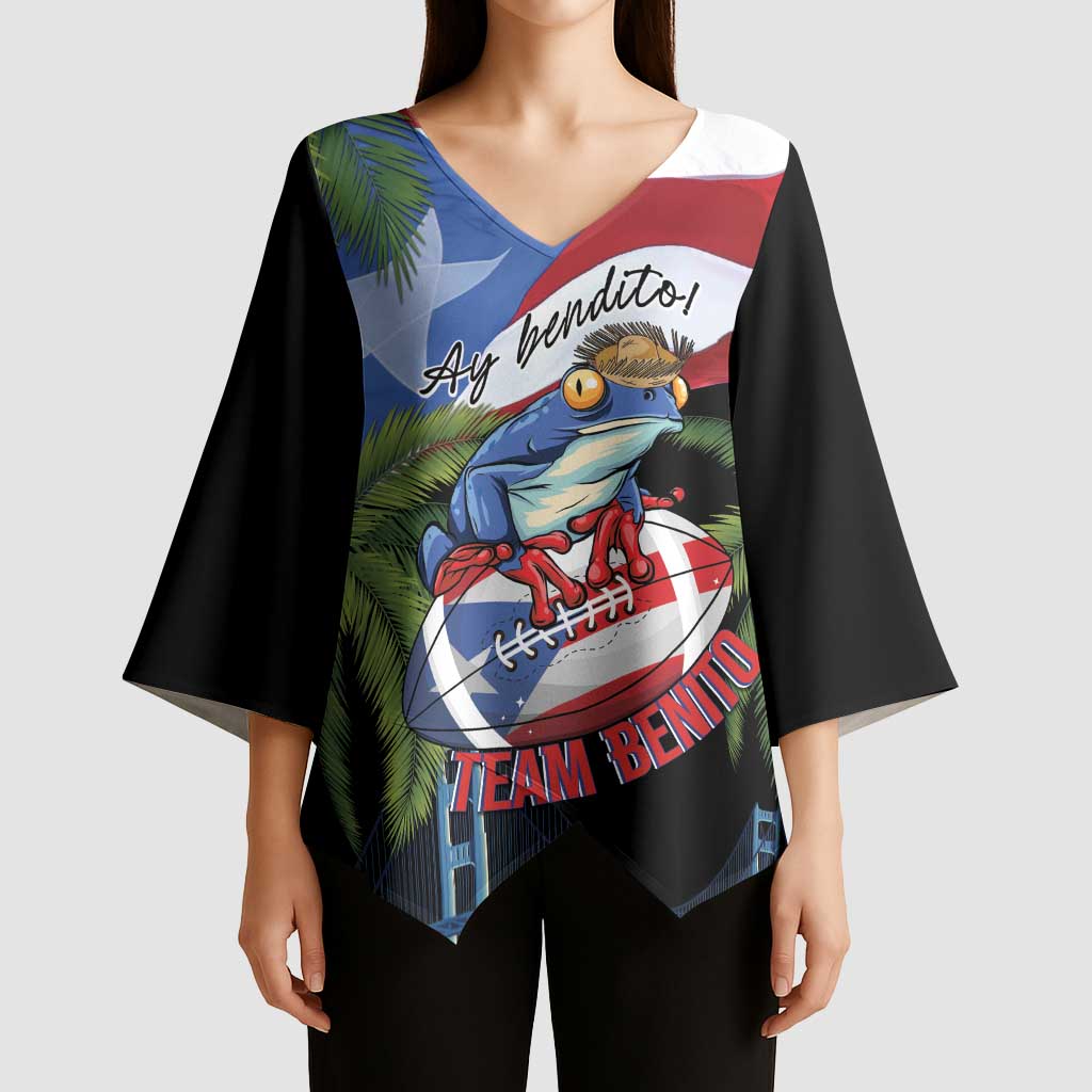 Ay Bendito! Benito Bowl Proud Boricua Kimono Sleeve Blouse