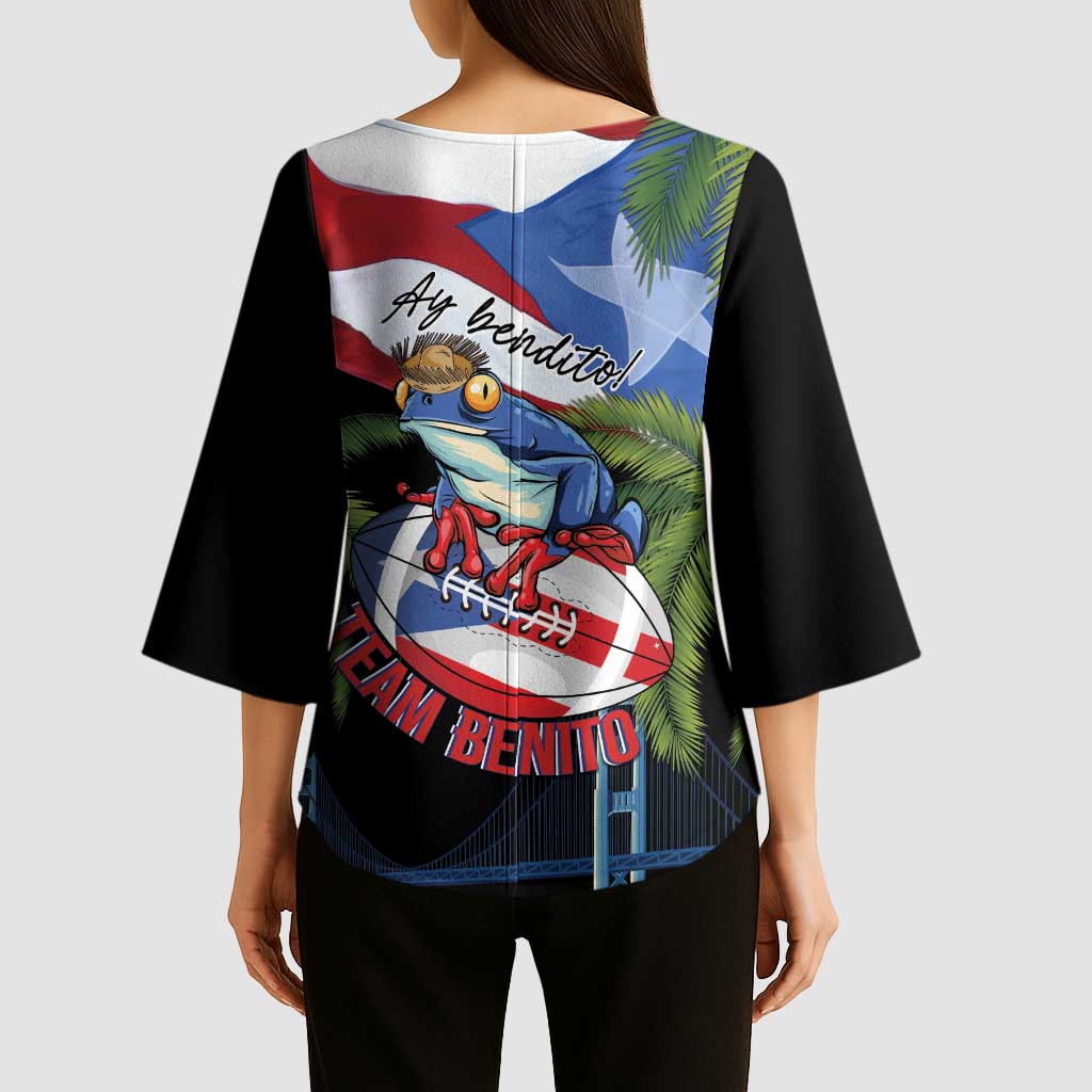 Ay Bendito! Benito Bowl Proud Boricua Kimono Sleeve Blouse