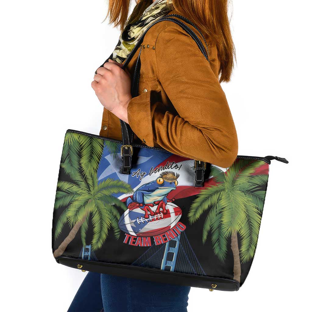 Ay Bendito! Benito Bowl Proud Boricua Leather Tote Bag