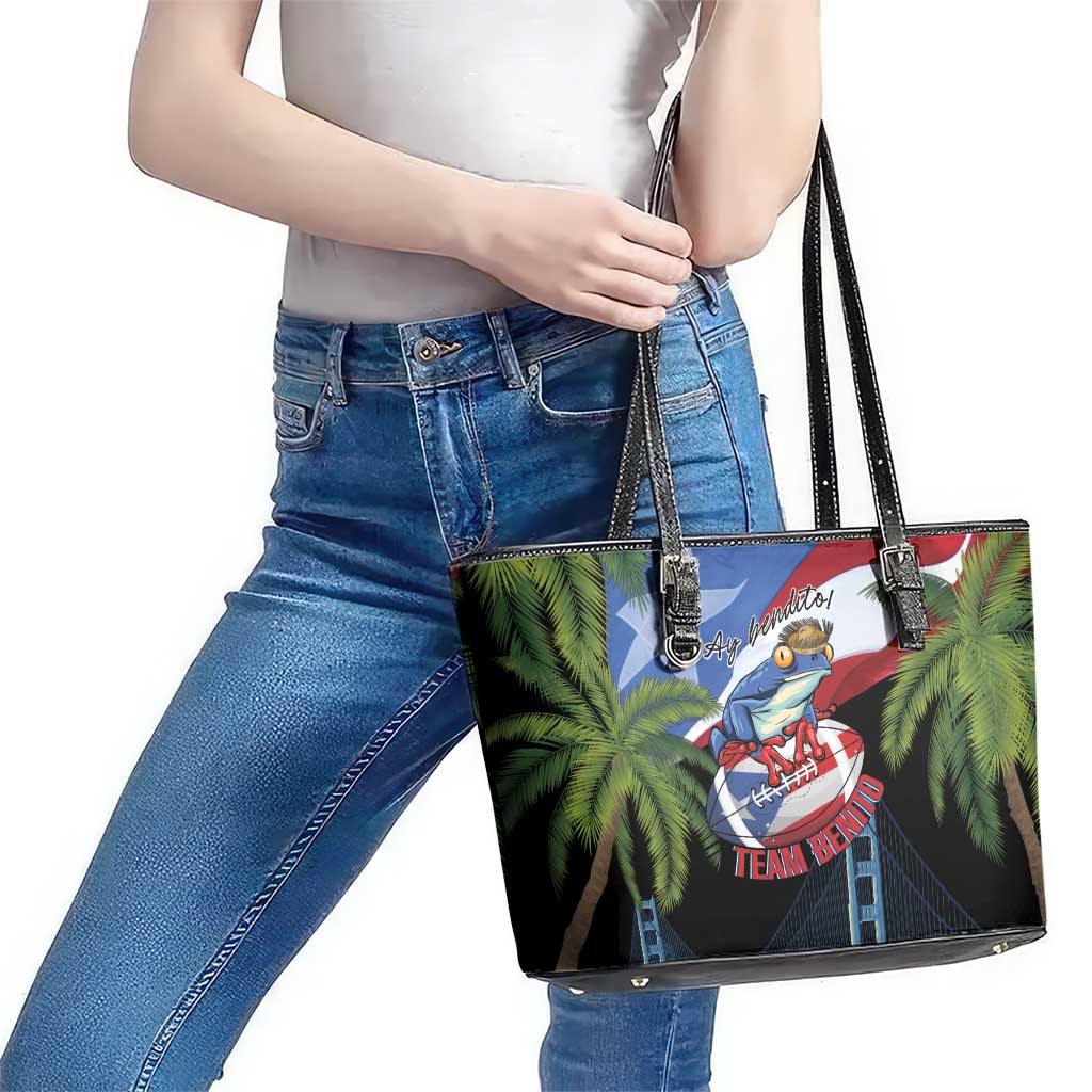 Ay Bendito! Benito Bowl Proud Boricua Leather Tote Bag