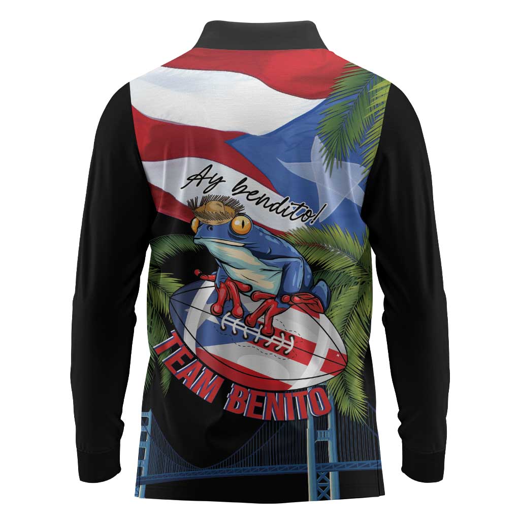 Ay Bendito! Benito Bowl Proud Boricua Long Sleeve Polo Shirt