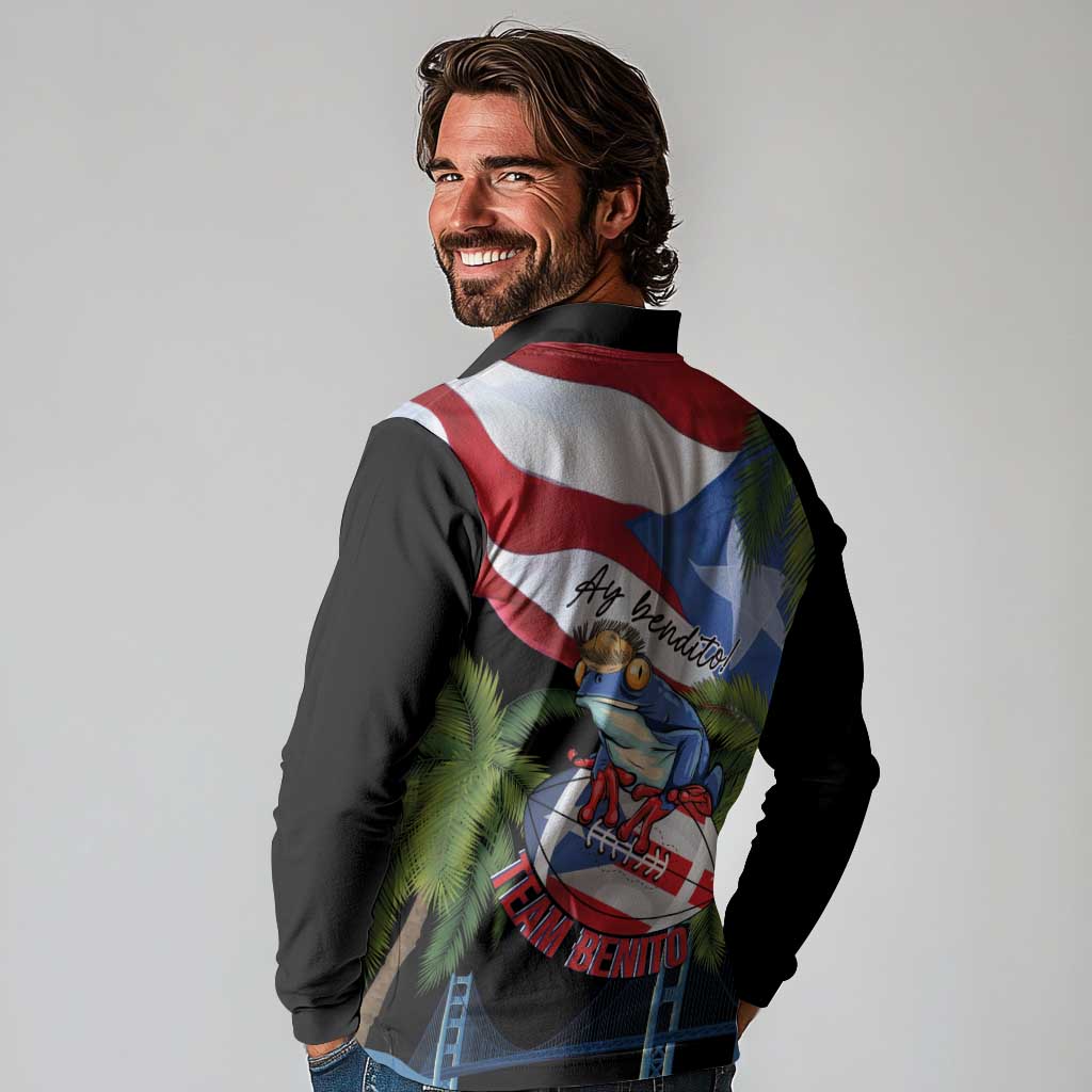 Ay Bendito! Benito Bowl Proud Boricua Long Sleeve Polo Shirt