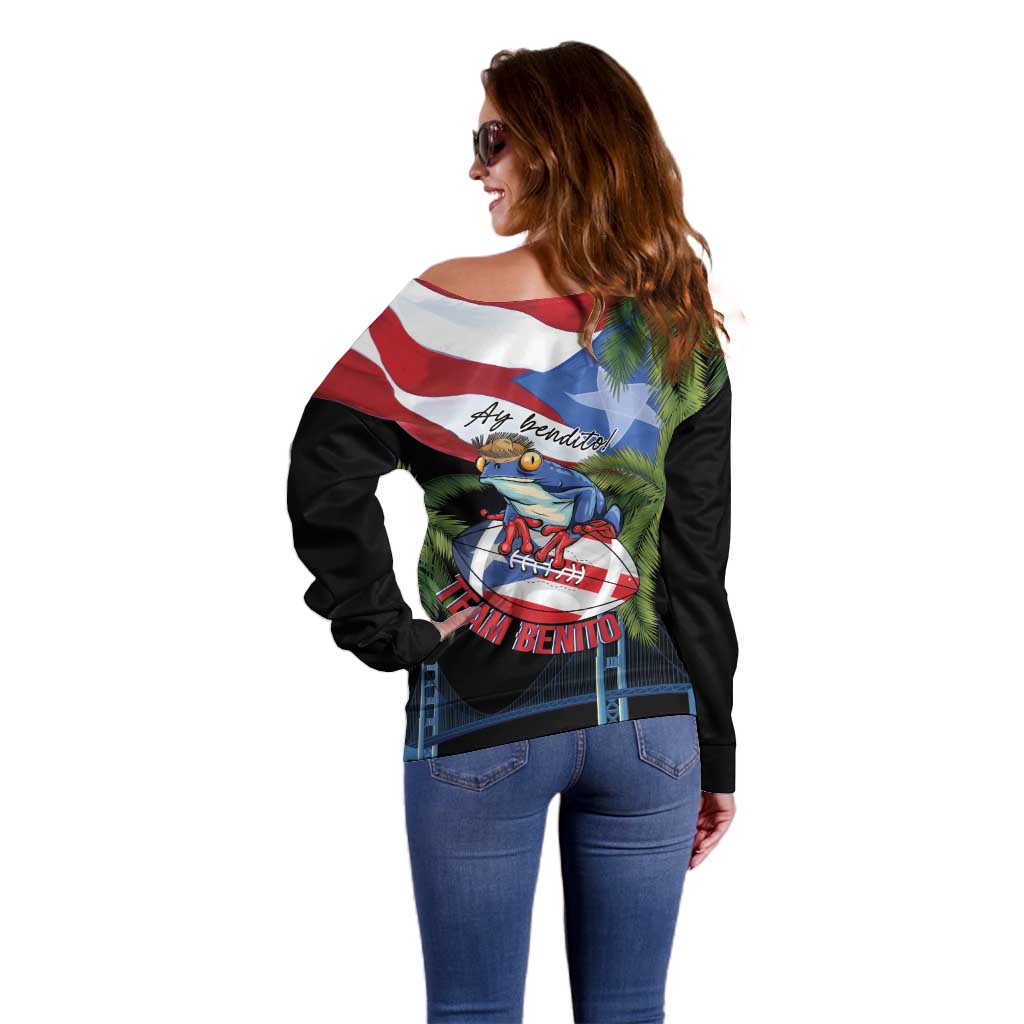 Ay Bendito! Benito Bowl Proud Boricua Off Shoulder Sweater