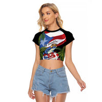 Ay Bendito! Benito Bowl Proud Boricua Raglan Cropped T Shirt