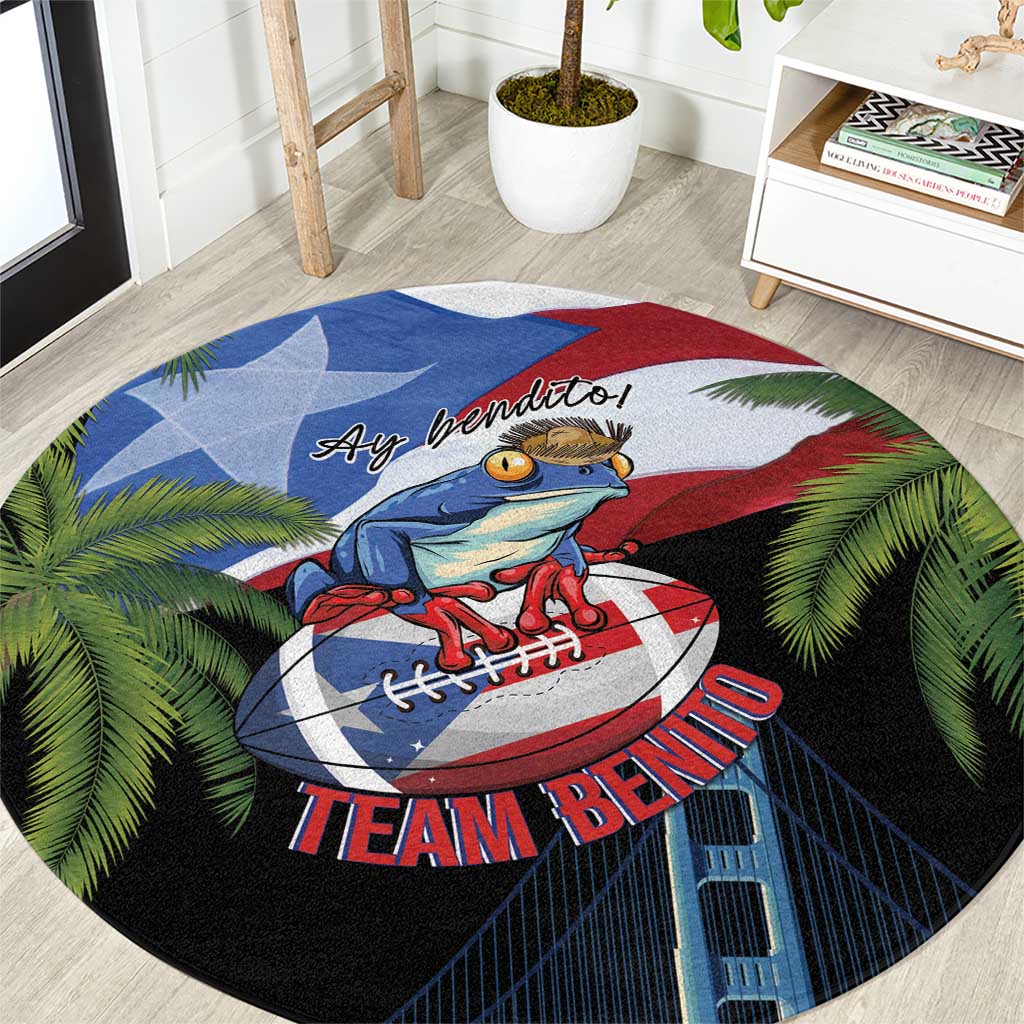 Ay Bendito! Benito Bowl Proud Boricua Round Carpet