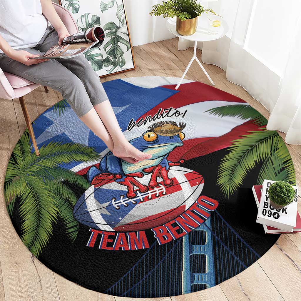 Ay Bendito! Benito Bowl Proud Boricua Round Carpet
