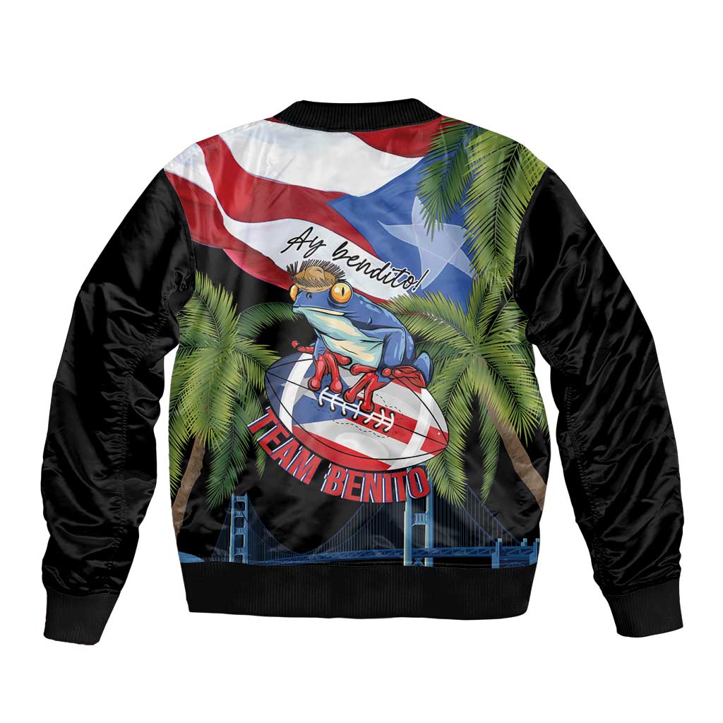 Ay Bendito! Benito Bowl Proud Boricua Sleeve Zip Bomber Jacket