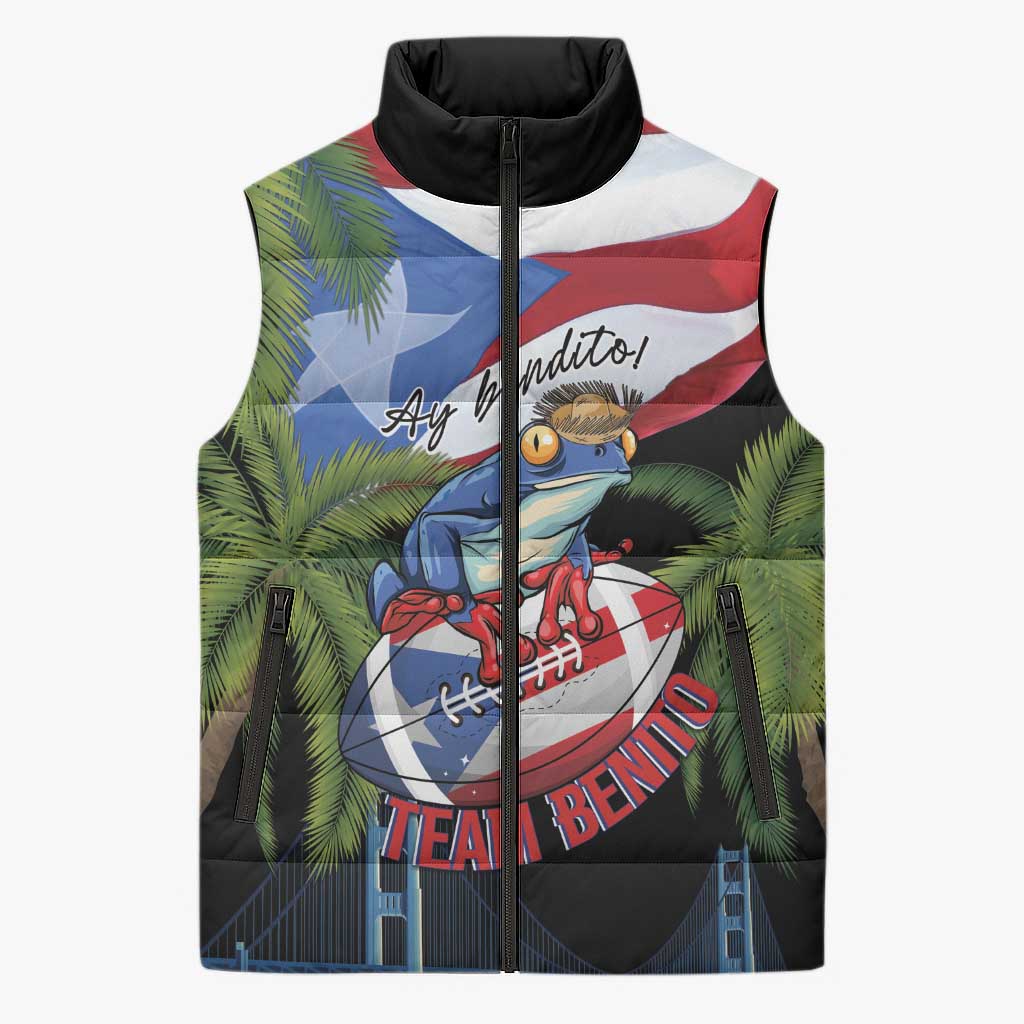 Ay Bendito! Benito Bowl Proud Boricua Sleeveless Puffer Jacket