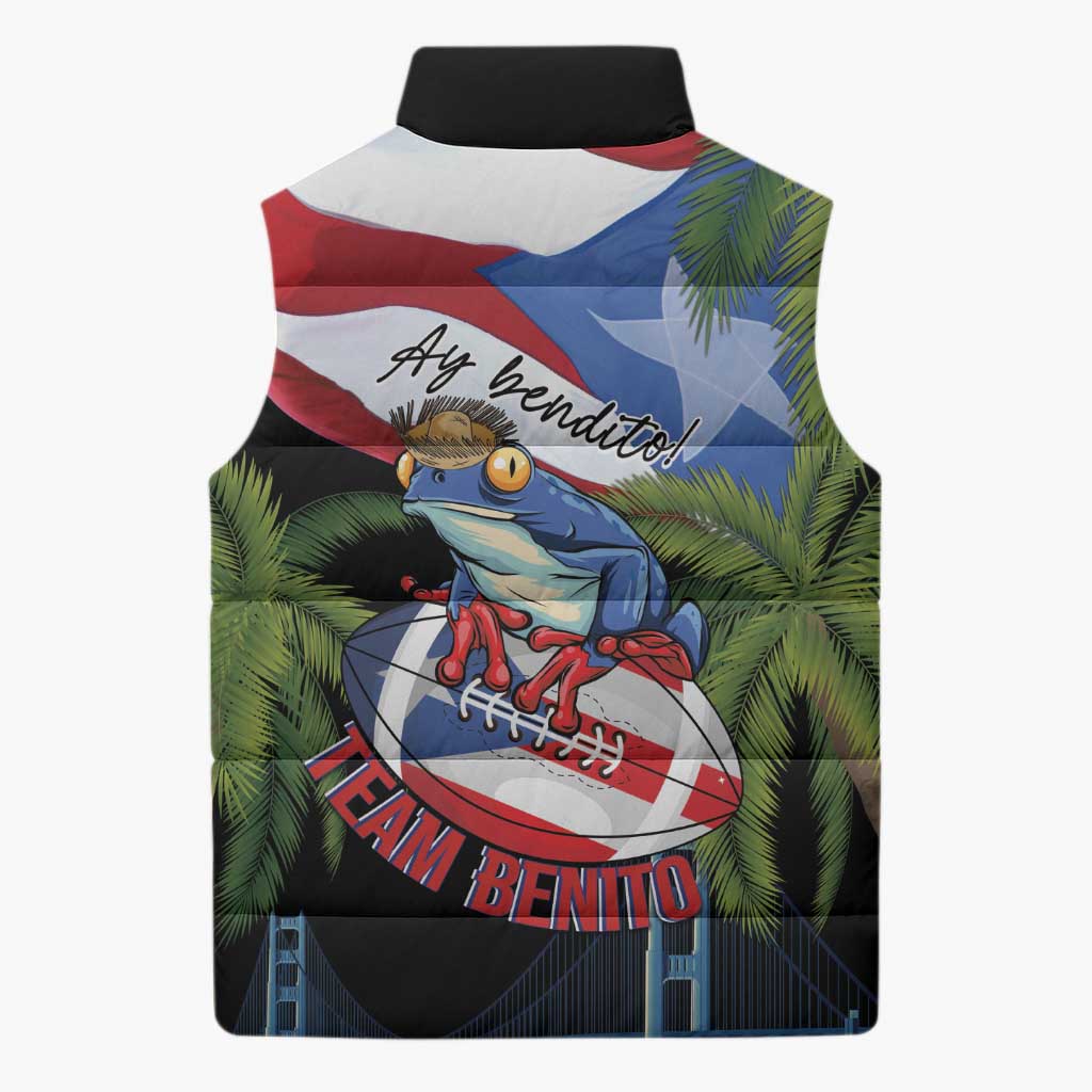 Ay Bendito! Benito Bowl Proud Boricua Sleeveless Puffer Jacket