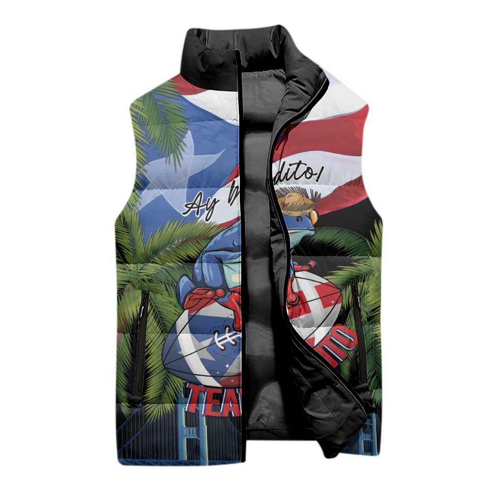 Ay Bendito! Benito Bowl Proud Boricua Sleeveless Puffer Jacket