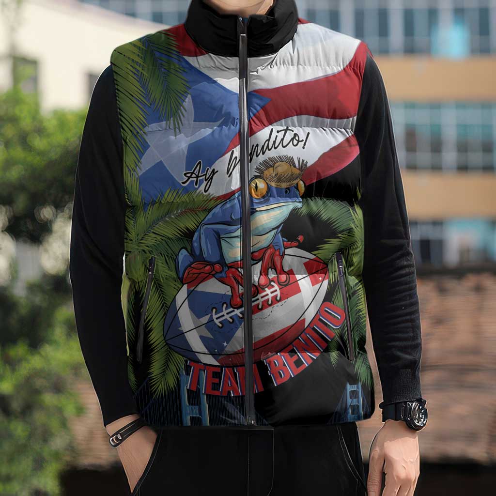 Ay Bendito! Benito Bowl Proud Boricua Sleeveless Puffer Jacket
