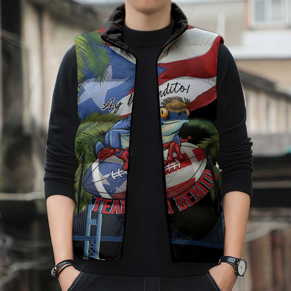Ay Bendito! Benito Bowl Proud Boricua Sleeveless Puffer Jacket