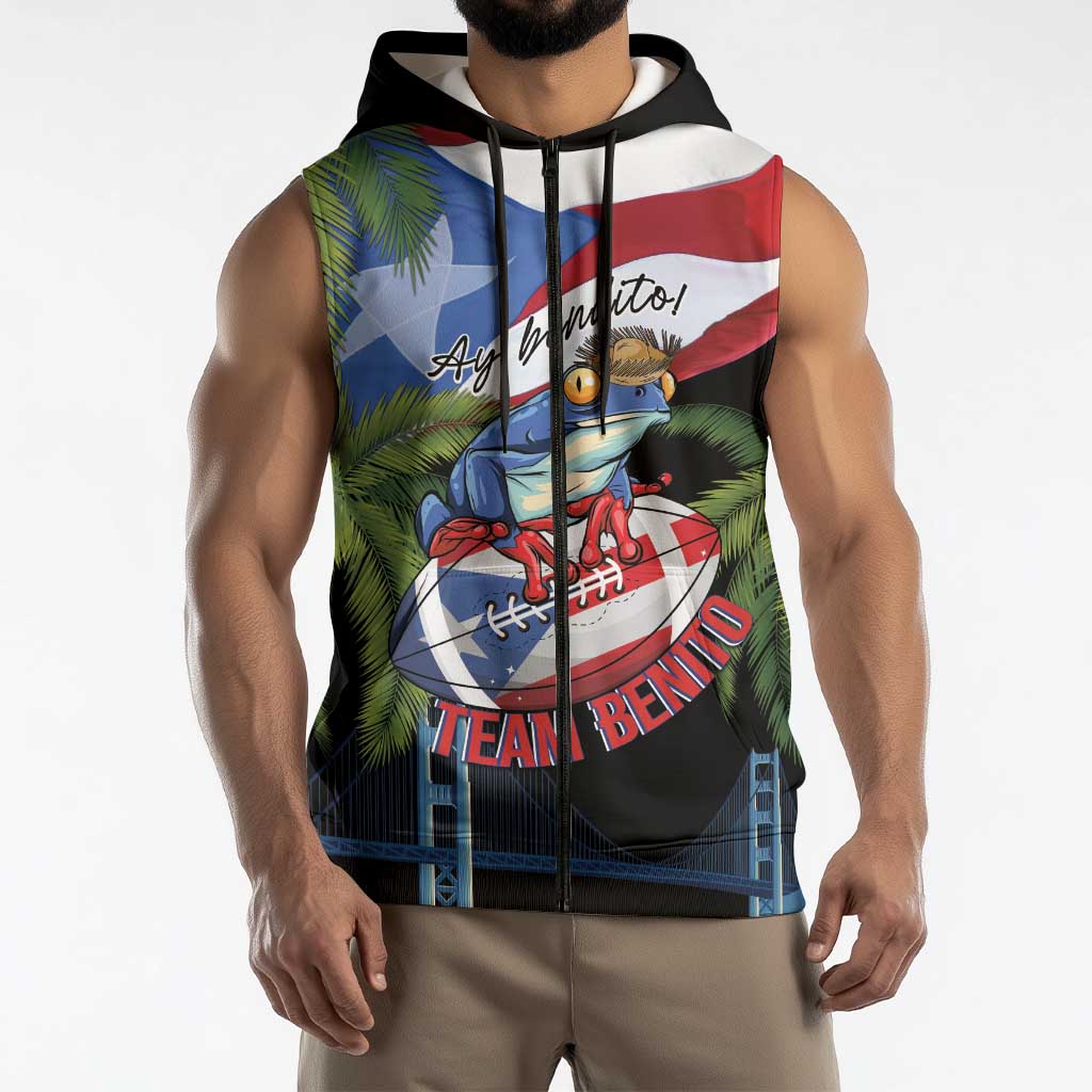 Ay Bendito! Benito Bowl Proud Boricua Sleeveless Zip Hoodie