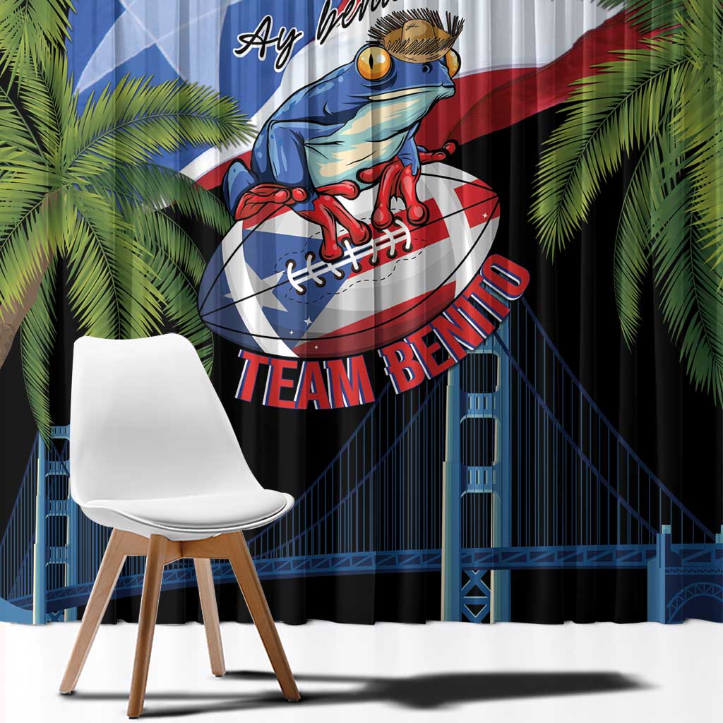 Ay Bendito! Benito Bowl Proud Boricua Window Curtain