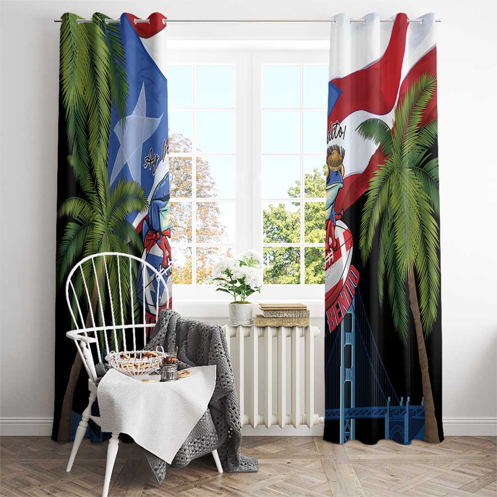 Ay Bendito! Benito Bowl Proud Boricua Window Curtain
