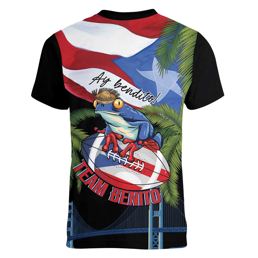 Ay Bendito! Benito Bowl Proud Boricua Women V-Neck T-Shirt