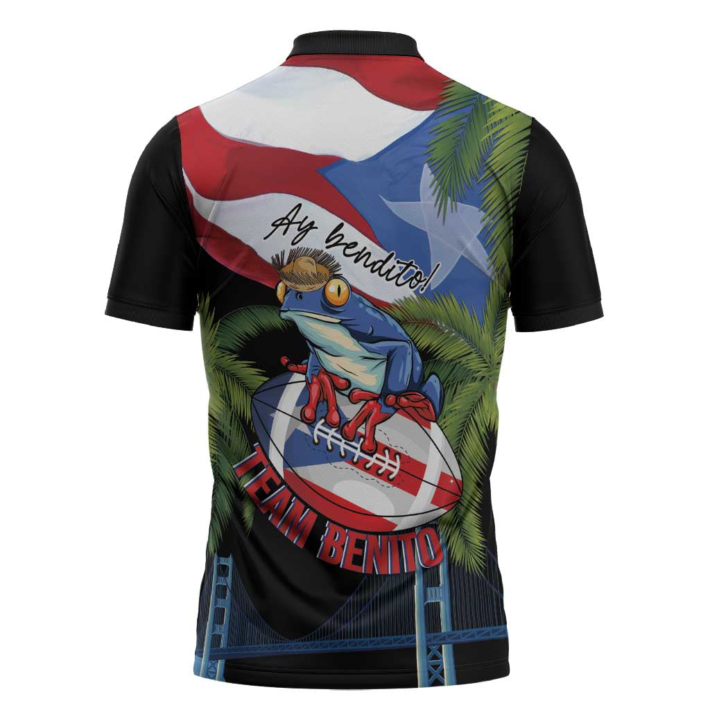 Ay Bendito! Benito Bowl Proud Boricua Zipper Polo Shirt