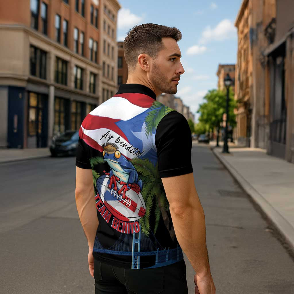 Ay Bendito! Benito Bowl Proud Boricua Zipper Polo Shirt