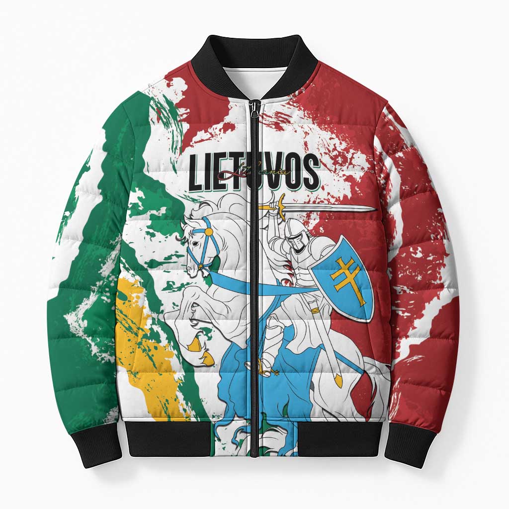Lithuania Personalized Bomber Puffer Jacket Lietuvos Artsy Vytis