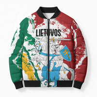 Lithuania Personalized Bomber Puffer Jacket Lietuvos Artsy Vytis