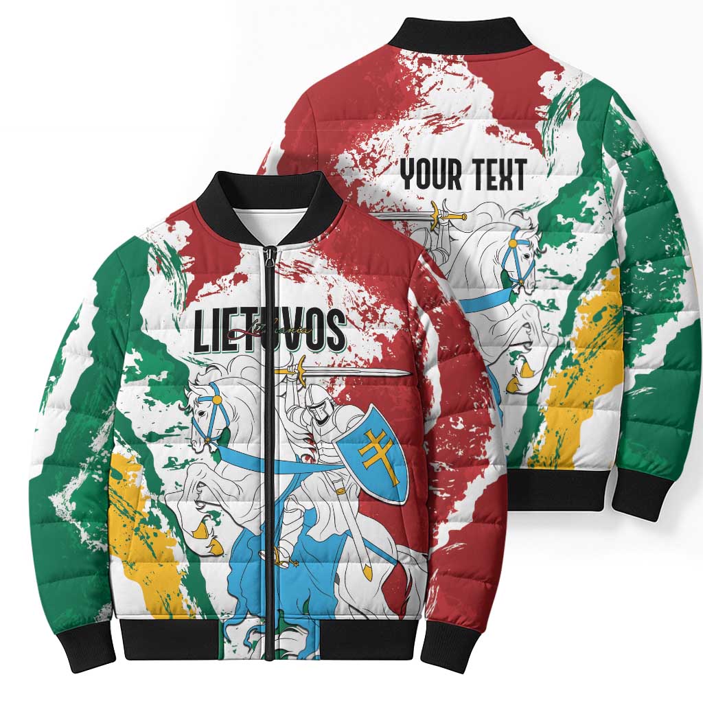 Lithuania Personalized Bomber Puffer Jacket Lietuvos Artsy Vytis