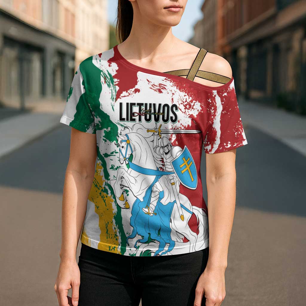 Lithuania Personalized Cross Shoulder Shirt Lietuvos Artsy Vytis
