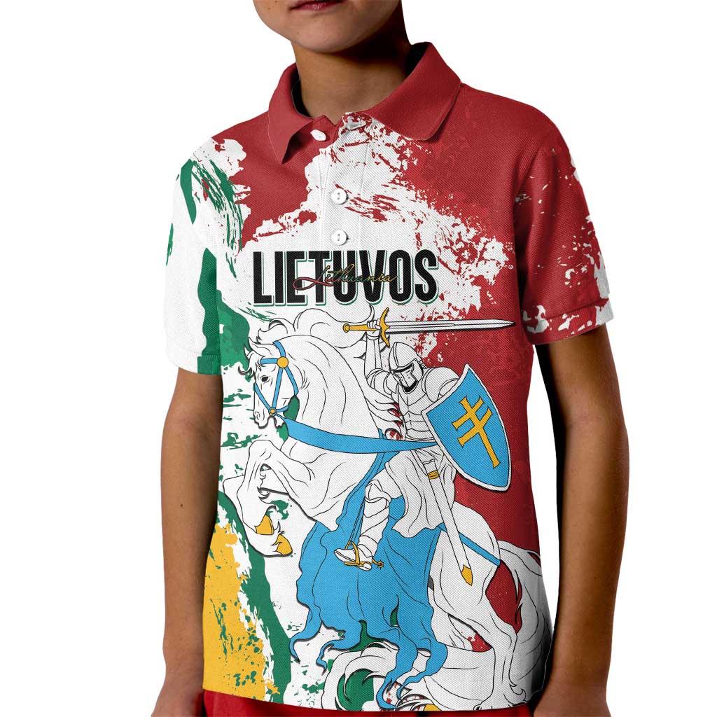 Lithuania Personalized Kid Polo Shirt Lietuvos Artsy Vytis