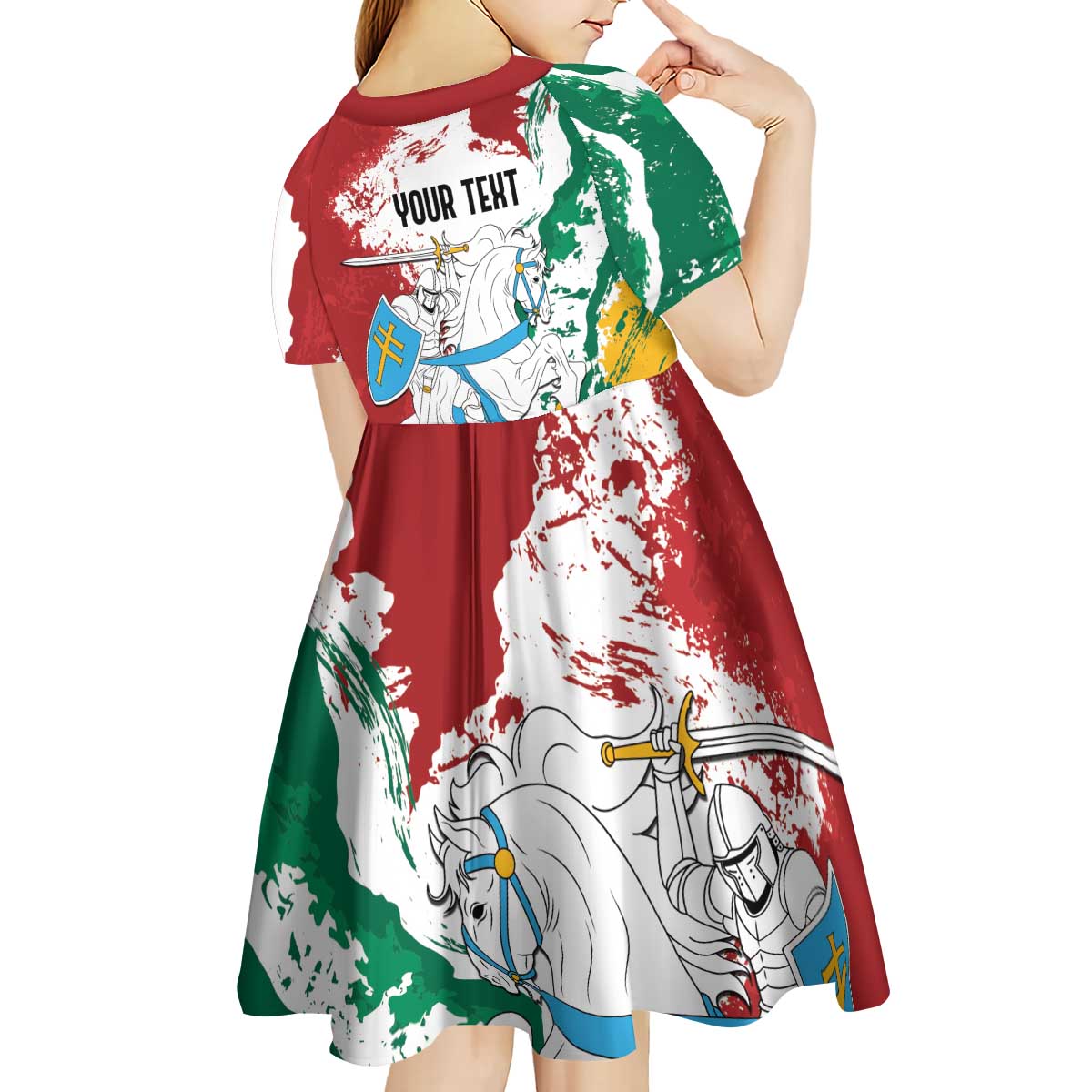 Lithuania Personalized Kid Short Sleeve Dress Lietuvos Artsy Vytis