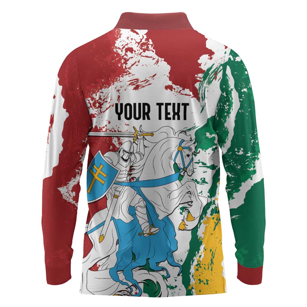 Lithuania Personalized Long Sleeve Polo Shirt Lietuvos Artsy Vytis