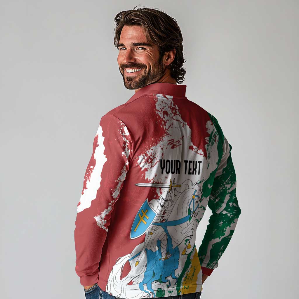 Lithuania Personalized Long Sleeve Polo Shirt Lietuvos Artsy Vytis