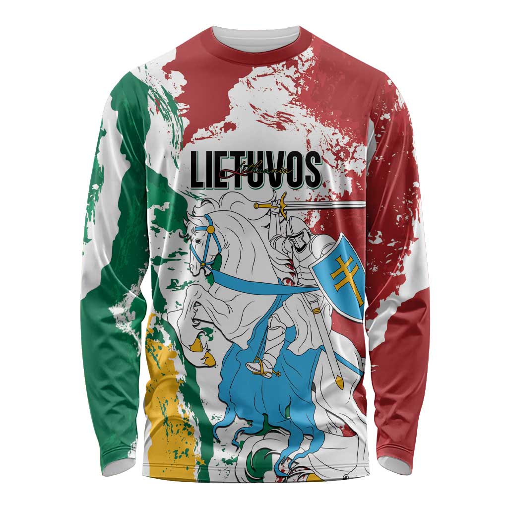 Lithuania Personalized Long Sleeve Shirt Lietuvos Artsy Vytis