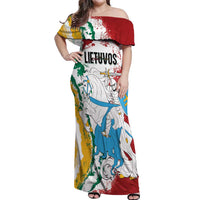Lithuania Personalized Off Shoulder Maxi Dress Lietuvos Artsy Vytis