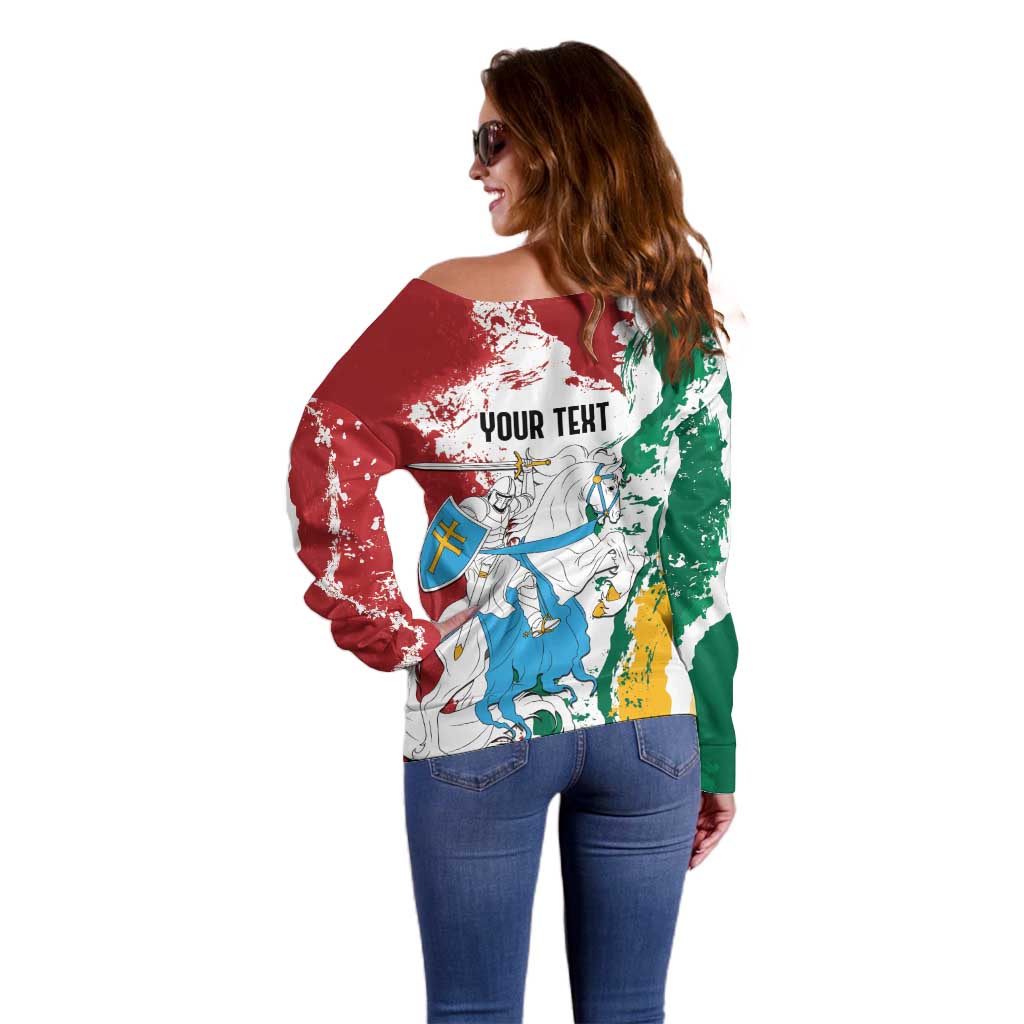 Lithuania Personalized Off Shoulder Sweater Lietuvos Artsy Vytis