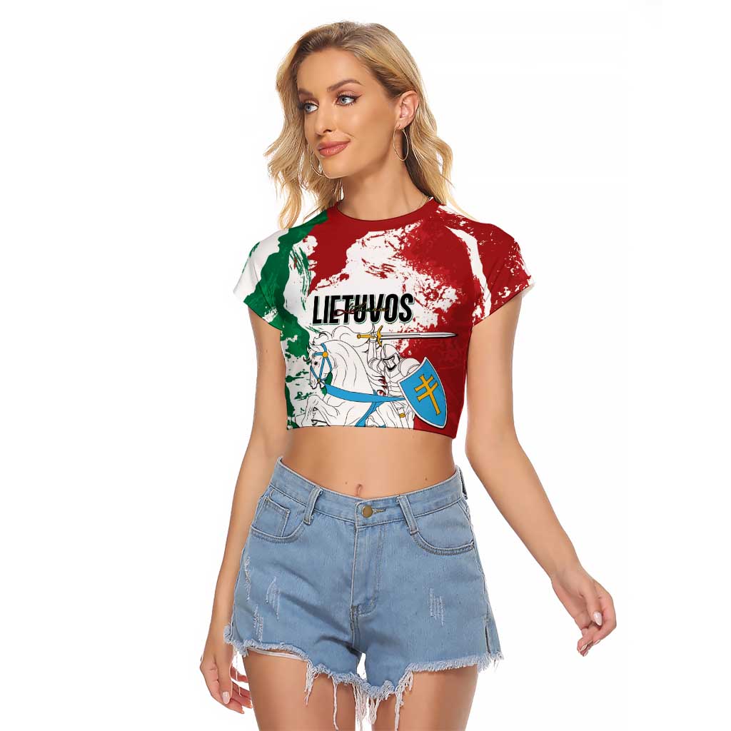 Lithuania Personalized Raglan Cropped T Shirt Lietuvos Artsy Vytis