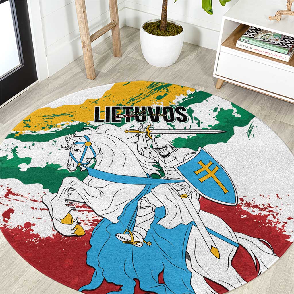 Lithuania Round Carpet Lietuvos Artsy Vytis