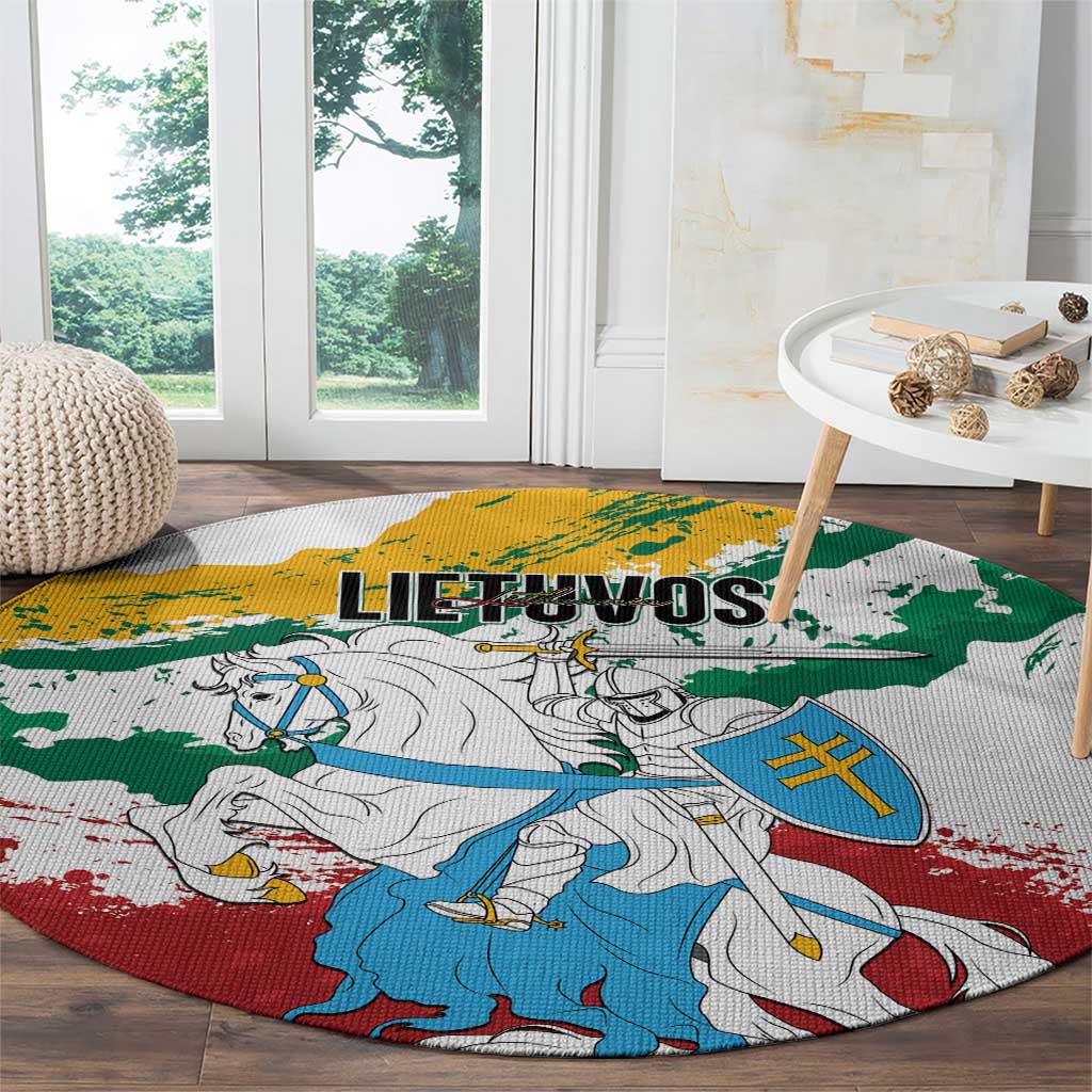 Lithuania Round Carpet Lietuvos Artsy Vytis