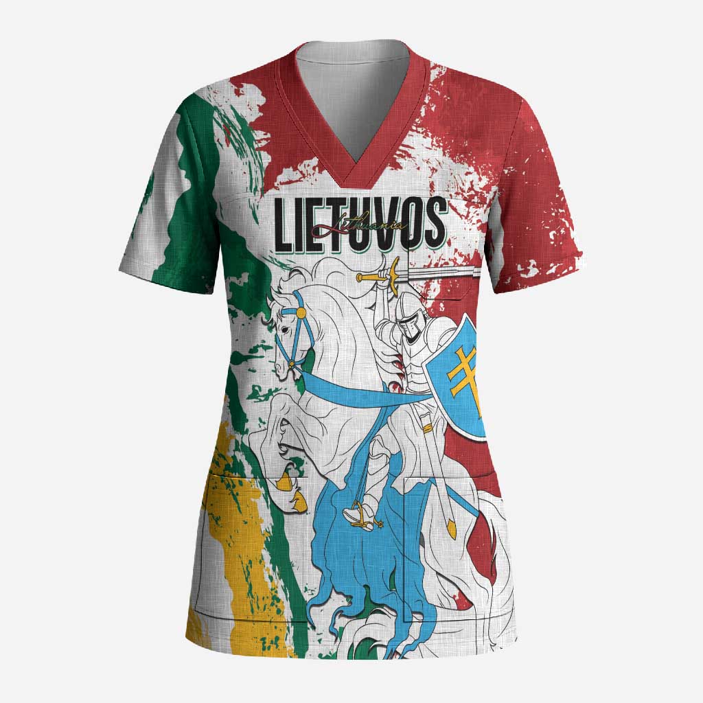 Lithuania Personalized Scrub Top Lietuvos Artsy Vytis