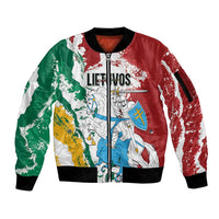 Lithuania Personalized Sleeve Zip Bomber Jacket Lietuvos Artsy Vytis