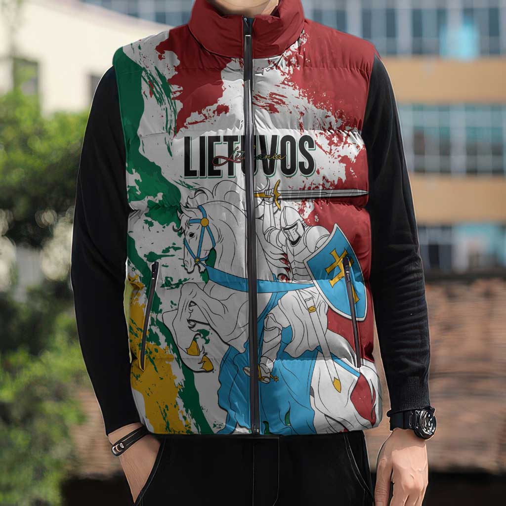 Lithuania Personalized Sleeveless Puffer Jacket Lietuvos Artsy Vytis