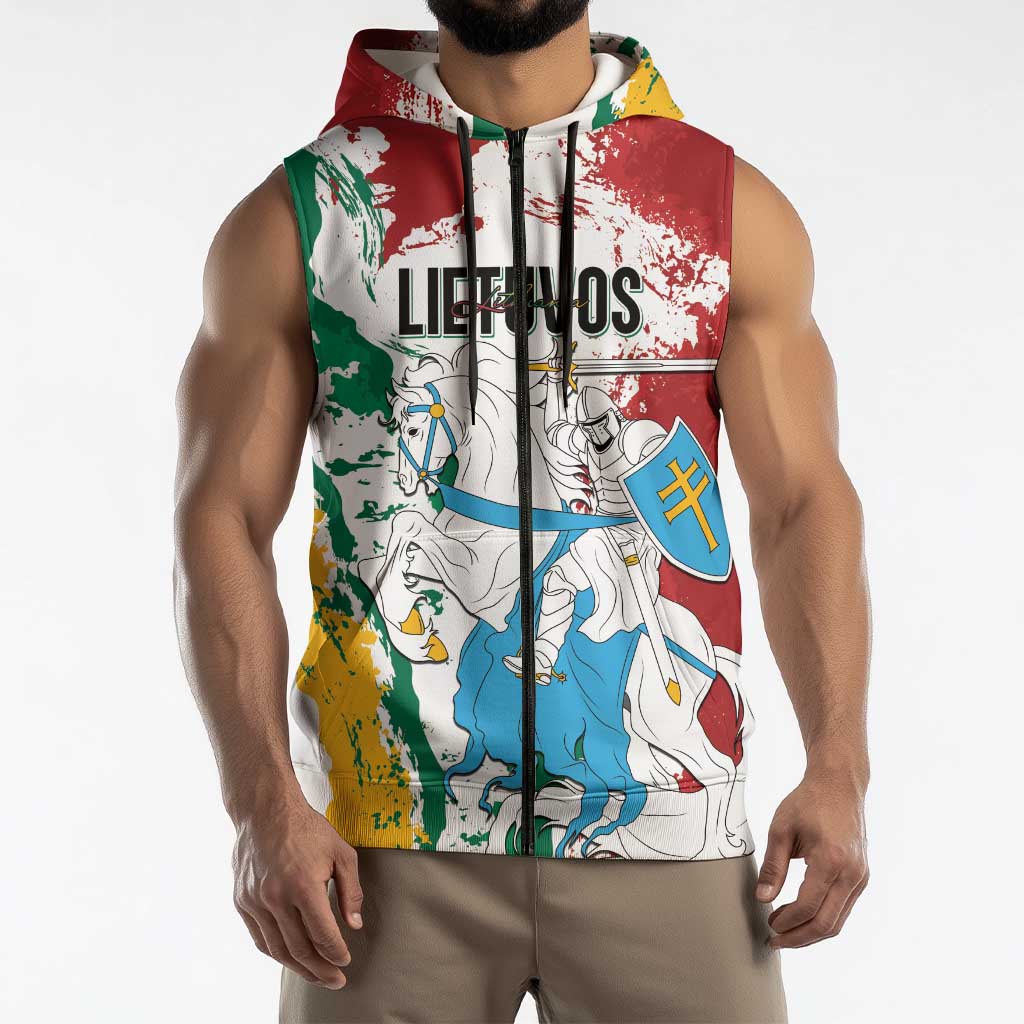 Lithuania Personalized Sleeveless Zip Hoodie Lietuvos Artsy Vytis