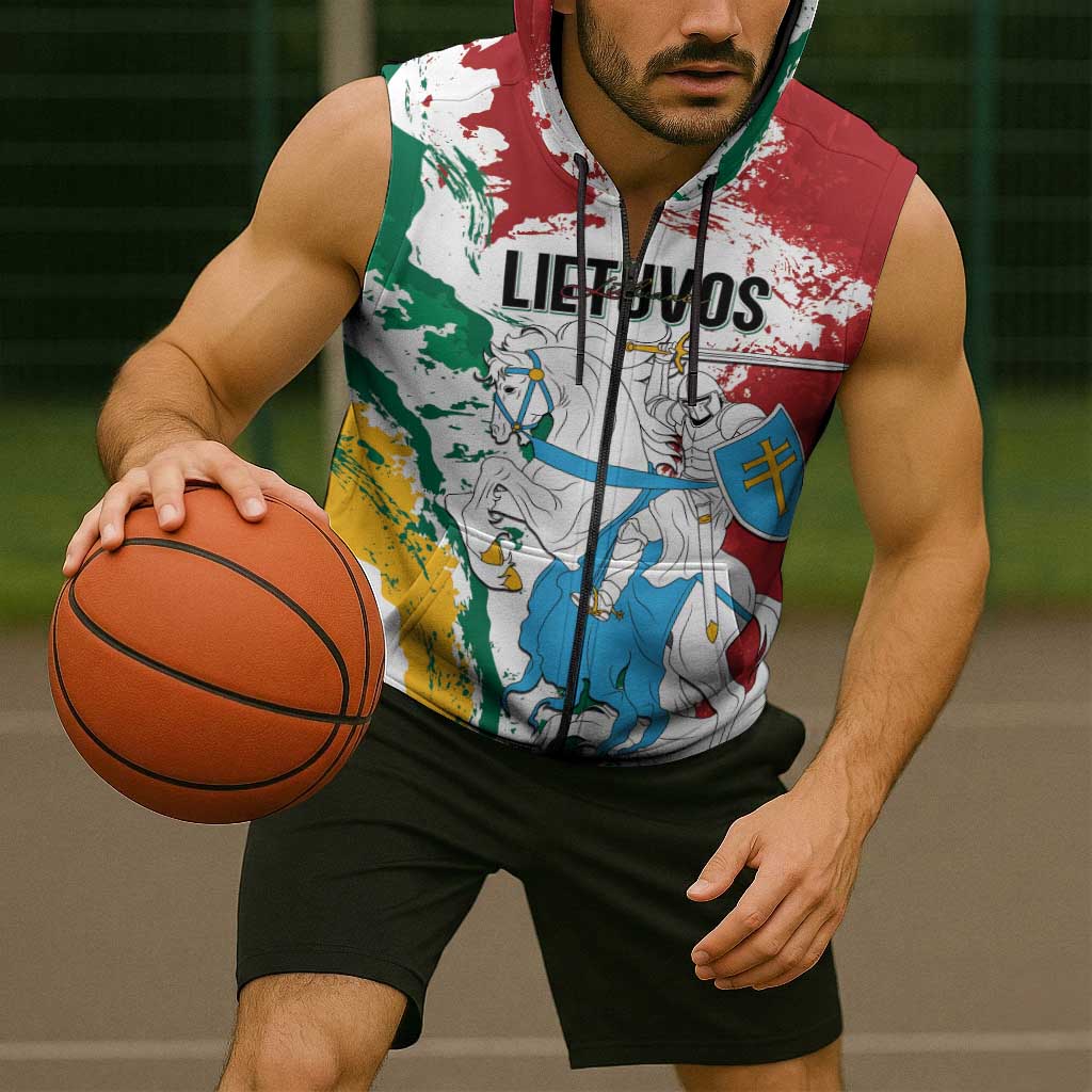 Lithuania Personalized Sleeveless Zip Hoodie Lietuvos Artsy Vytis