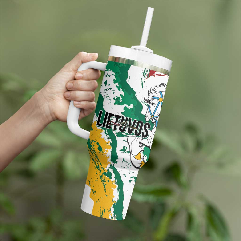 Lithuania Personalized Tumbler With Handle Lietuvos Artsy Vytis